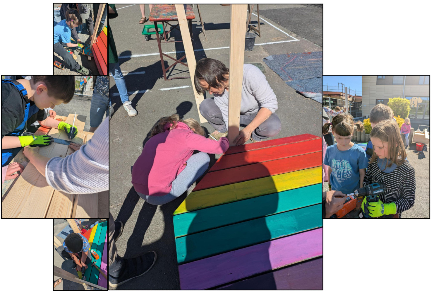Die Kinder der Klasse 3/4b bauen den Kobel.